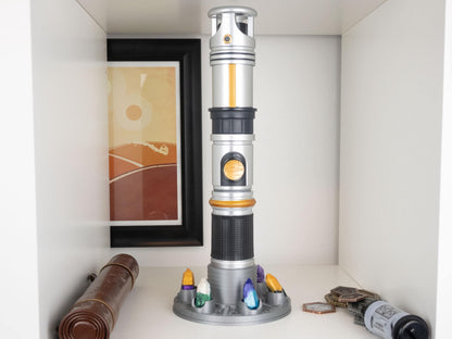 Vertical Lightsaber Stand with Crystal Display – Rotating Base