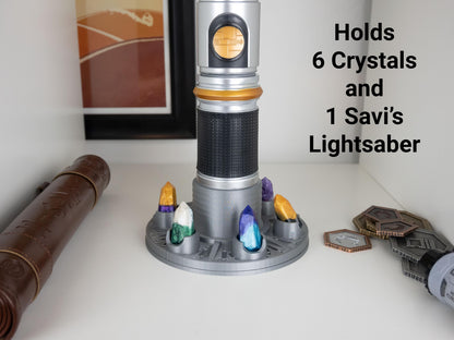 Vertical Lightsaber Stand with Crystal Display – Rotating Base